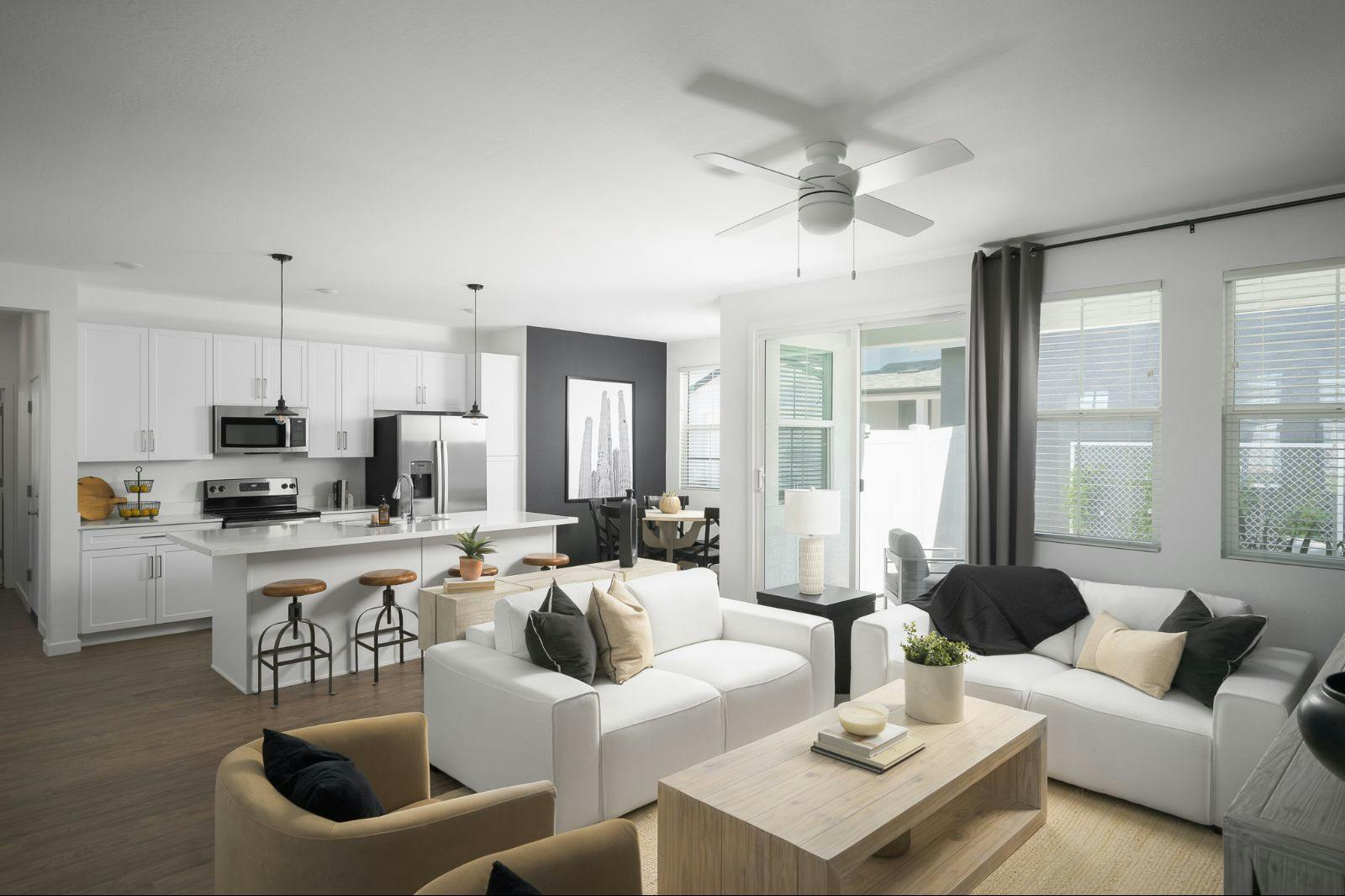Living Area & Gourmet Kitchen