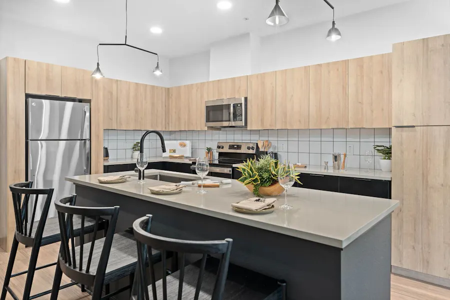 Apartment kitchen — representative home at Banyan on Washington.