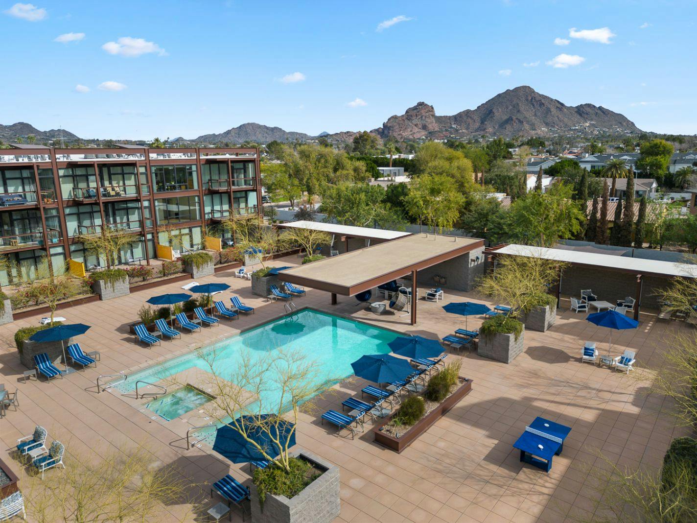 Resort-Style Pool Area with Firepit