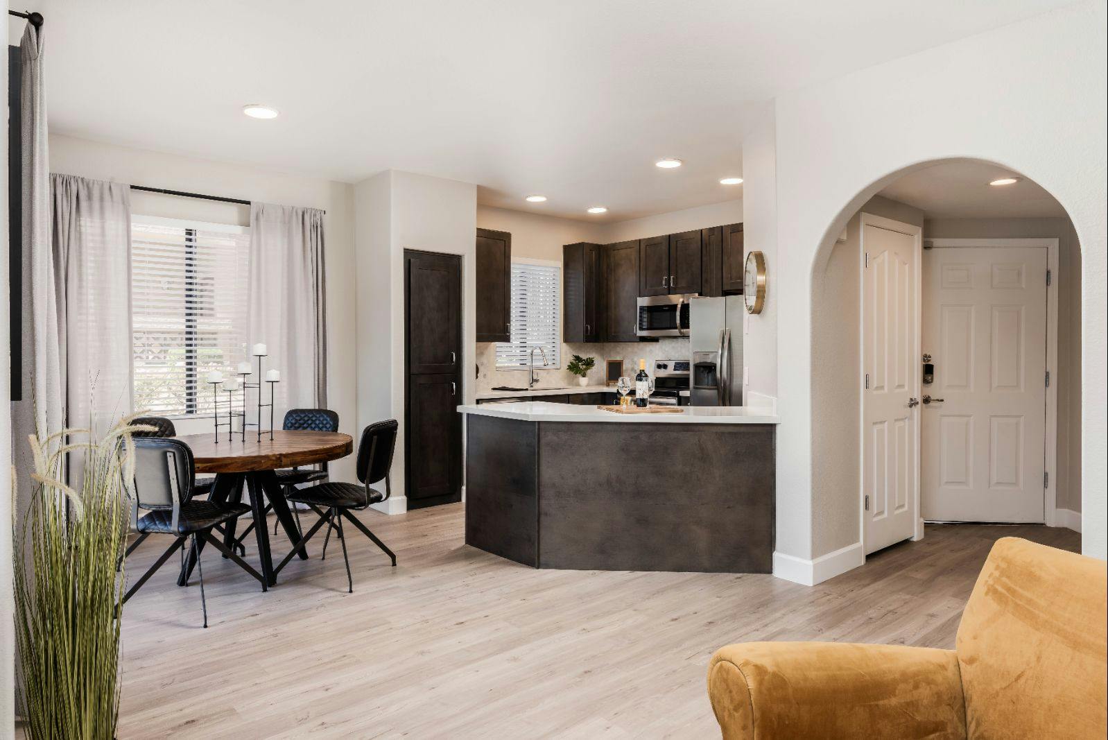 Distinctive Wood-Style Flooring Throughout Living Space