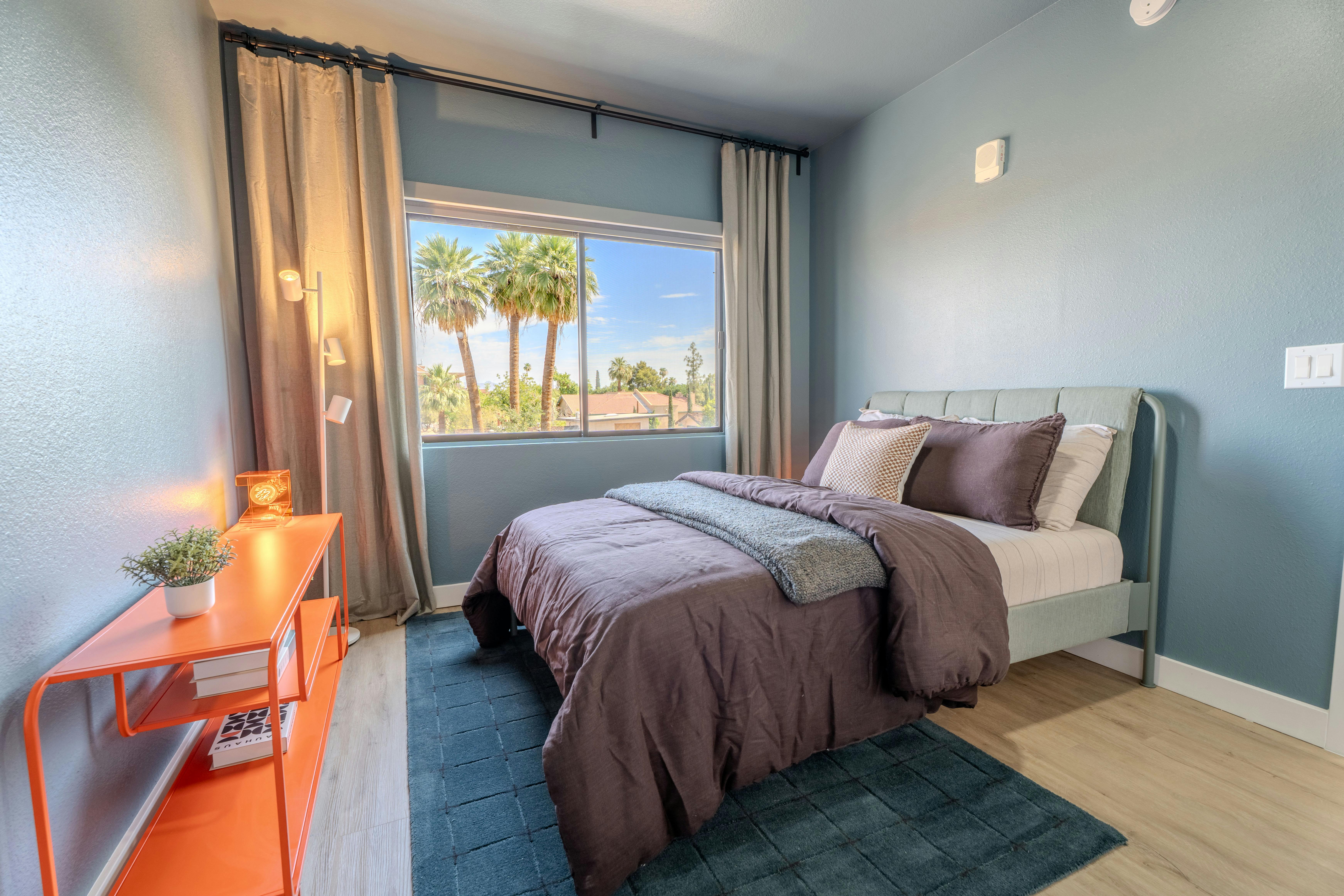 Bright Bedroom With Large Windows