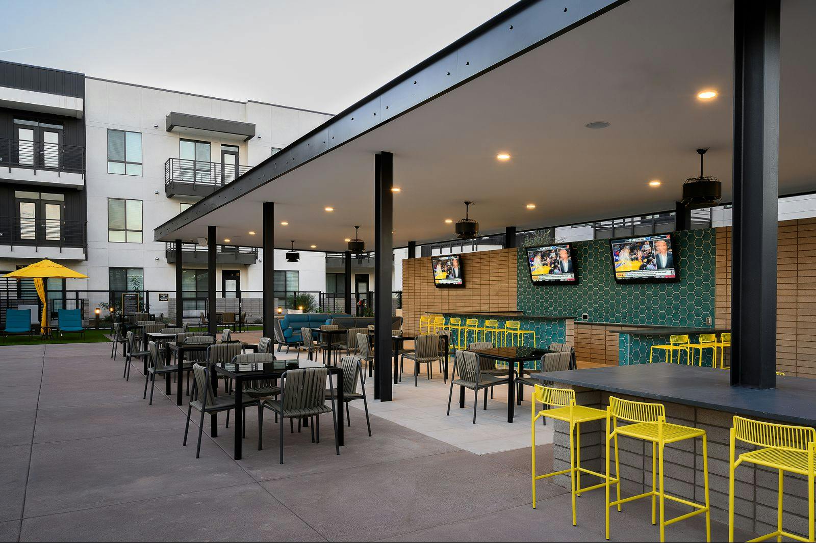 Outdoor Seating Area with Gas-Powered Grills