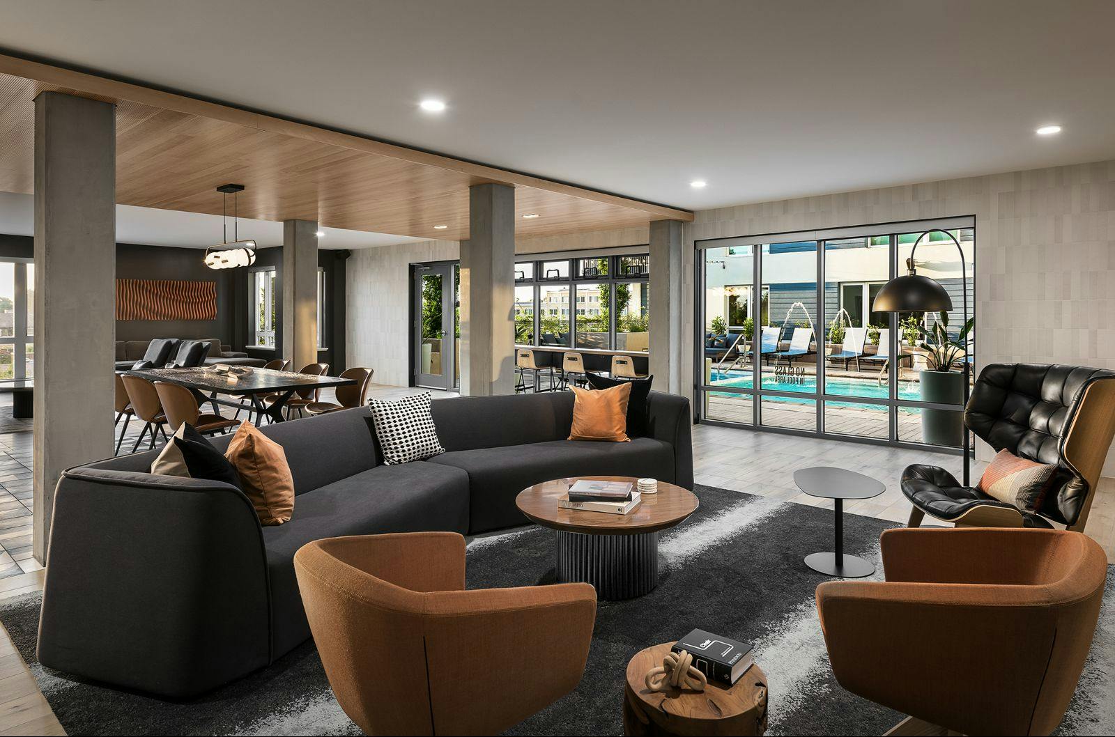 Modern Clubhouse with Pool View