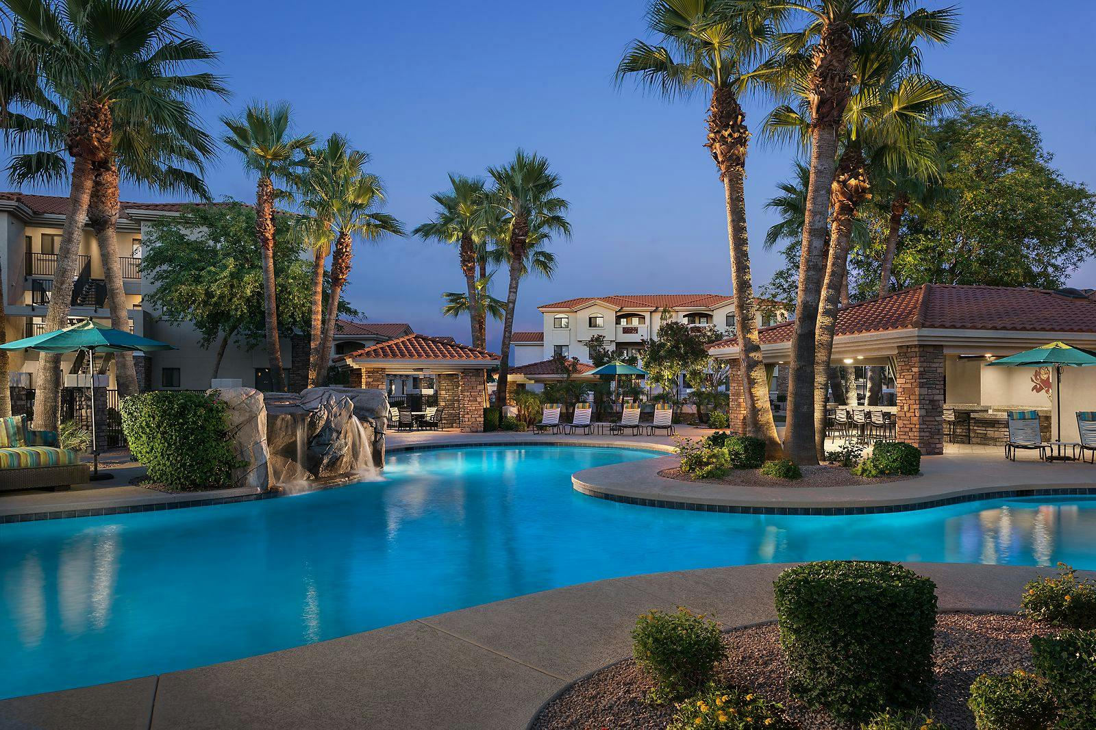 Resort-Style Pool at Dusk