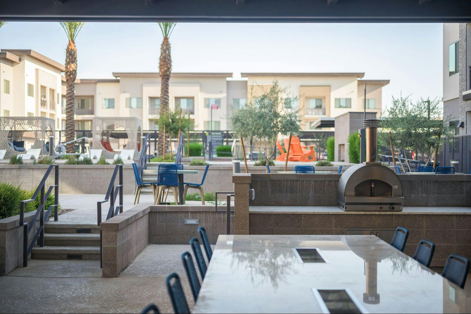 Sleek Grilling Area with Pizza Oven
