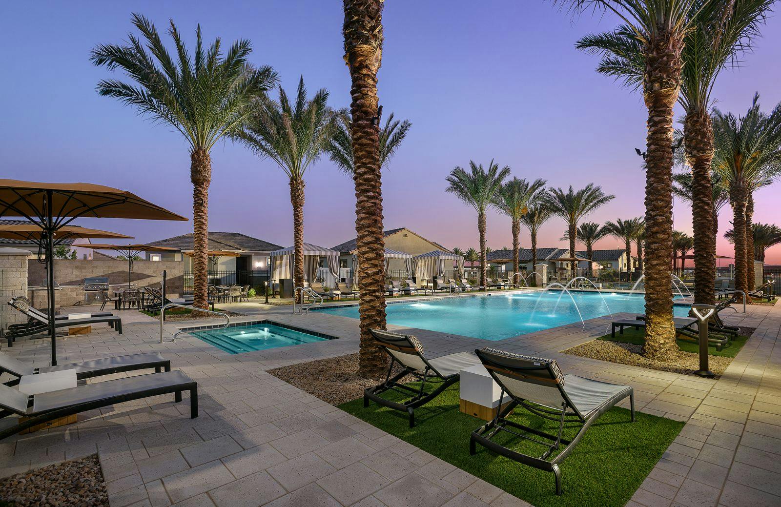 Resort-Style Pool at Dusk